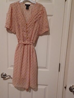 <> Sam & Max Pink Midi Dress with Gold Buttons